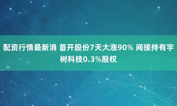 配资行情最新消 首开股份7天大涨90% 间接持有宇树科技0.3%股权